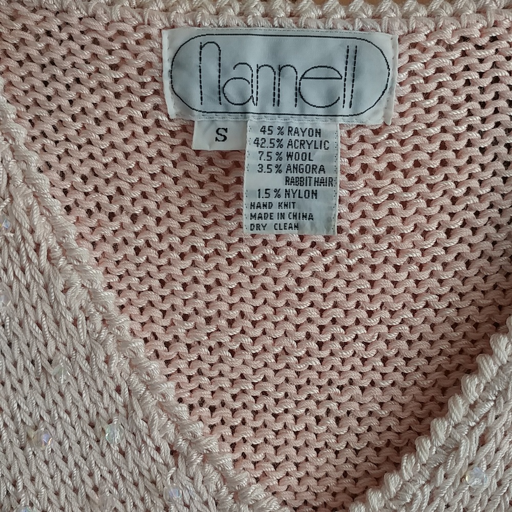 Vintage Crystal Beaded Angora Blend Sweater, SOFT, smooth Knit - Picture 4 of 4